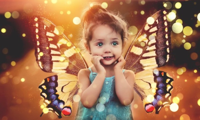 Little girl as butterfly public domain (Custom)